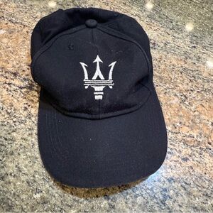 Maserati Women’s Black Trident Logo Strapback Hat Adjustable Cotton Cap